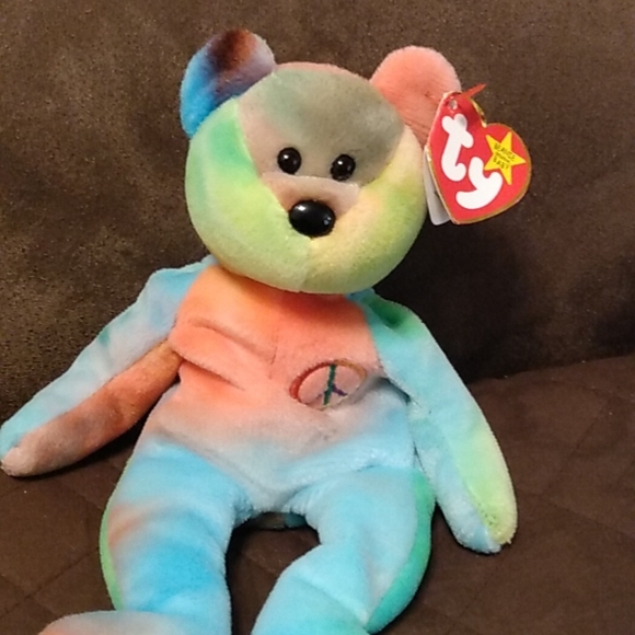 Ty Other - RARE! Peace neon beanie baby in mint condition